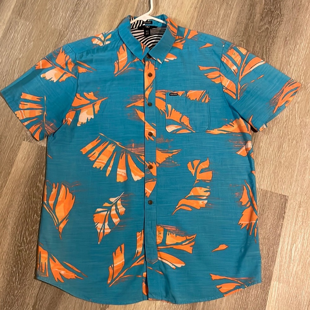 Like Volcom Stone Men’s Button Down, Sky Blue Wit… - image 1